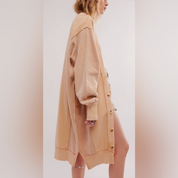 NWT Free People S We The Free Dreamy Blue Cardigan in Cuban Sand Tan New $148 - Picture 3 of 8